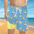 thumbnail image 2 of Boy Swim Trunks Boys Banana Print Casual Summer Shorts with Inner Pocket Drawstring Elastic Waist Mesh Liner Playwear for Kids Light Blue 13 Years-14 Years, 2 of 3