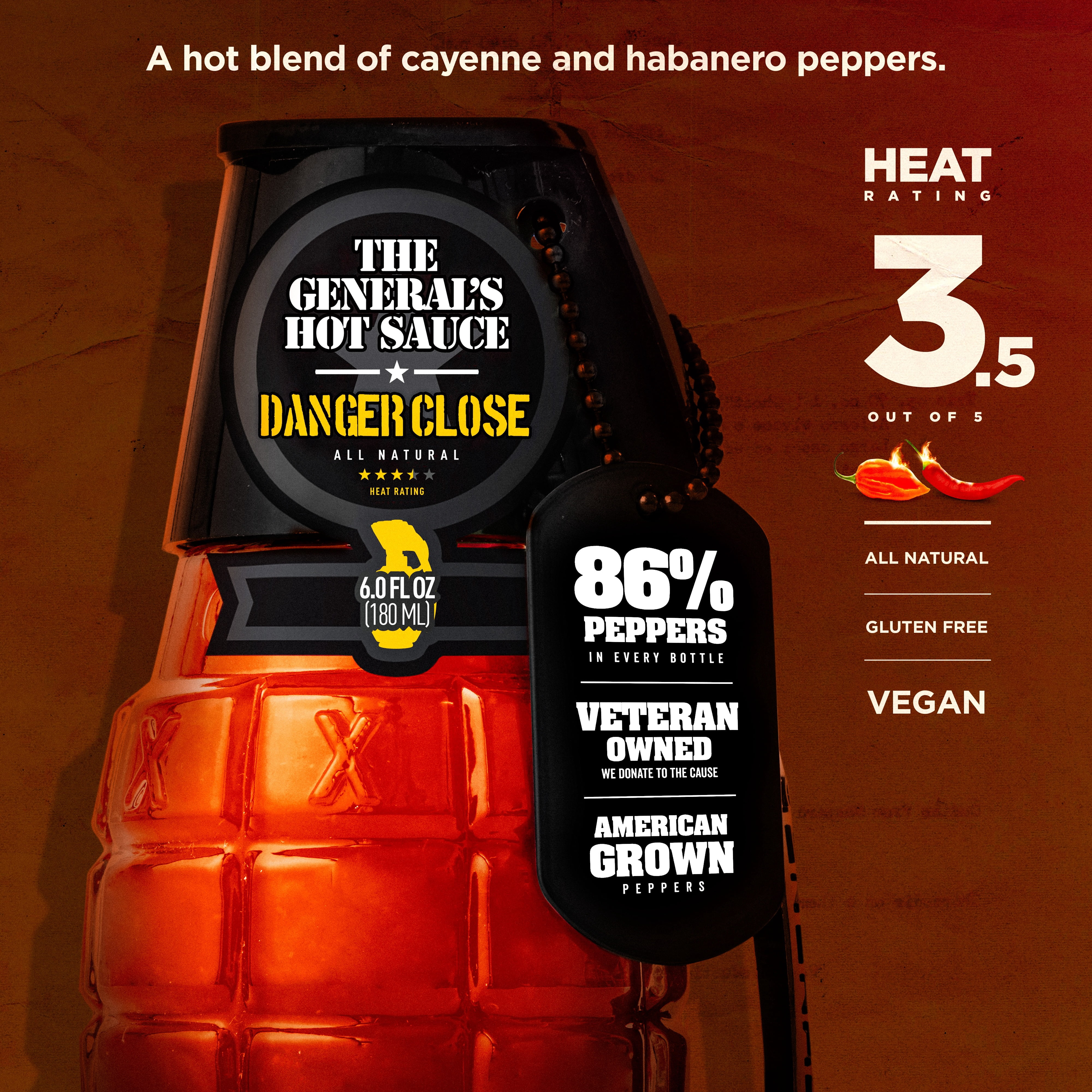 The General’s Hot Sauce Super 6 Gift Set, 5 Hot Sauces + 1 Hot Maple Syrup, 6-Pack (6oz Bottles)