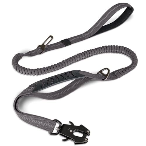 Correa táctica para perros Joytale, resistente, absorbe los golpes, gris
