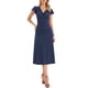 thumbnail image 1 of Vestido de lunares INSPIRE CHIC para el Día de San Valentín para mujeres, vestido midi casual de manga corta, escote en V y decoración de encaje, talla XL, azul marino, 1 of 6