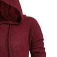 thumbnail image 3 of MSJUHEG womens long sleeve tops sweatshirt for women Acrylic Hooded Button front placket Long sleeves Lightweight oversized sweater Red XL, 3 of 6