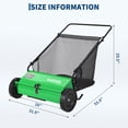 thumbnail image 2 of Garvee 26" Push Lawn Sweeper w/ 7 Cu.ft Hopper Bag, Adjustable Brush Height, Walk-Behind Leaf Collector, Green, 2 of 7