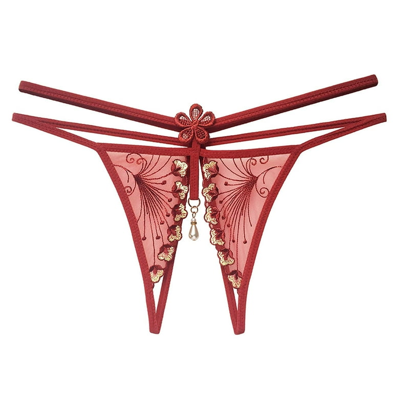 HUPOM Cheeky Underwear For Women Girls Panties High Waist Casual Belt Drop  Waist Red One Size 