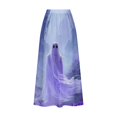thumbnail image 5 of WFJCJPAF 2024 New Halloween Clearance! Women Skirts Plus Size Long,Women's Printed Elastic Waistband Pleated Pocket Skirt With Mid Calf Skirt - Purple XL, 5 of 5