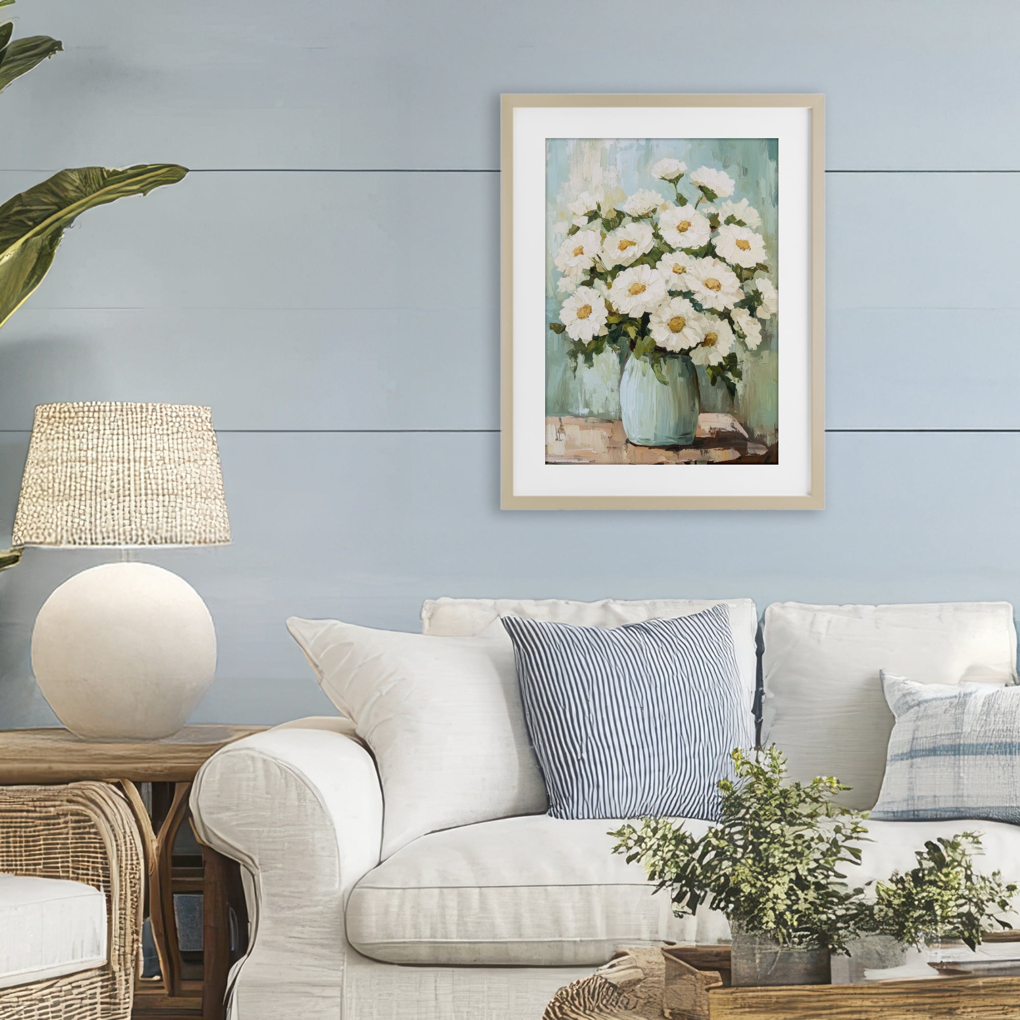 Stupell Industries Cozy Arrangement of White Blooms Birch Framed Print Under Glass, design by Petal Prints Design