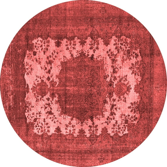 Ahgly Company Indoor Round Oriental Red Industrial Area Rugs, 4' Round