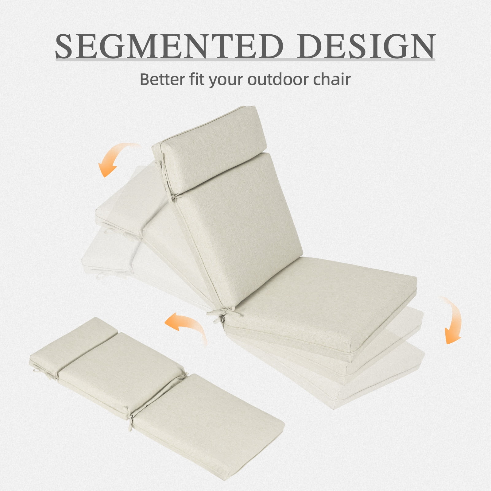 Aoodor High-Back Outdoor Dining Chair Cushion Set, Fade-Resistant Polyester Fabric, Water-Repellent TPU Coating, 44x21x3 Inches (Set of 2)