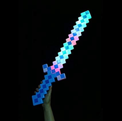 Light Up Diamond Pixel Sword Led Motion Activated Flashing Lights Blue Walmart Com Walmart Com