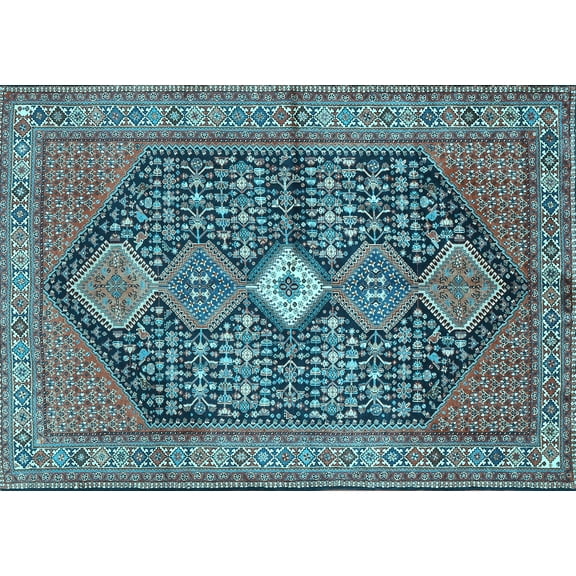 Ahgly Company Indoor Rectangle Persian Light Blue Traditional Area Rugs, 5' x 7'