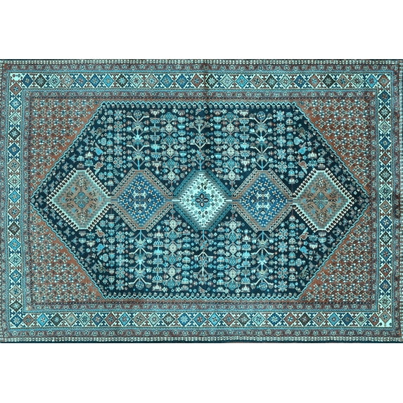 Ahgly Company Indoor Rectangle Persian Light Blue Traditional Area Rugs, 5' x 7'