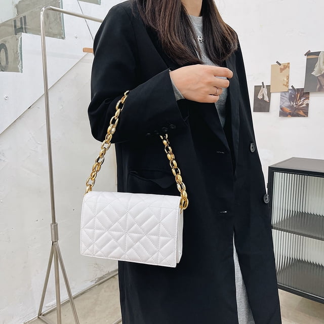 Bolsos con solapa y cadena para mujer, con estampado geométrico, a la moda (blanco) Tmvgtek Para estrenar