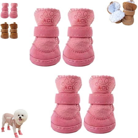 Chewie Cozy Winter Shoes  Getchewie Winter Dog Shoes  Small Dog Outdoor Shoes Waterproof  Anti-Slip Dogs Boots & Paw Protector for Winter  Doggie Shoes for Small  Medium Dogs (Pink XS)