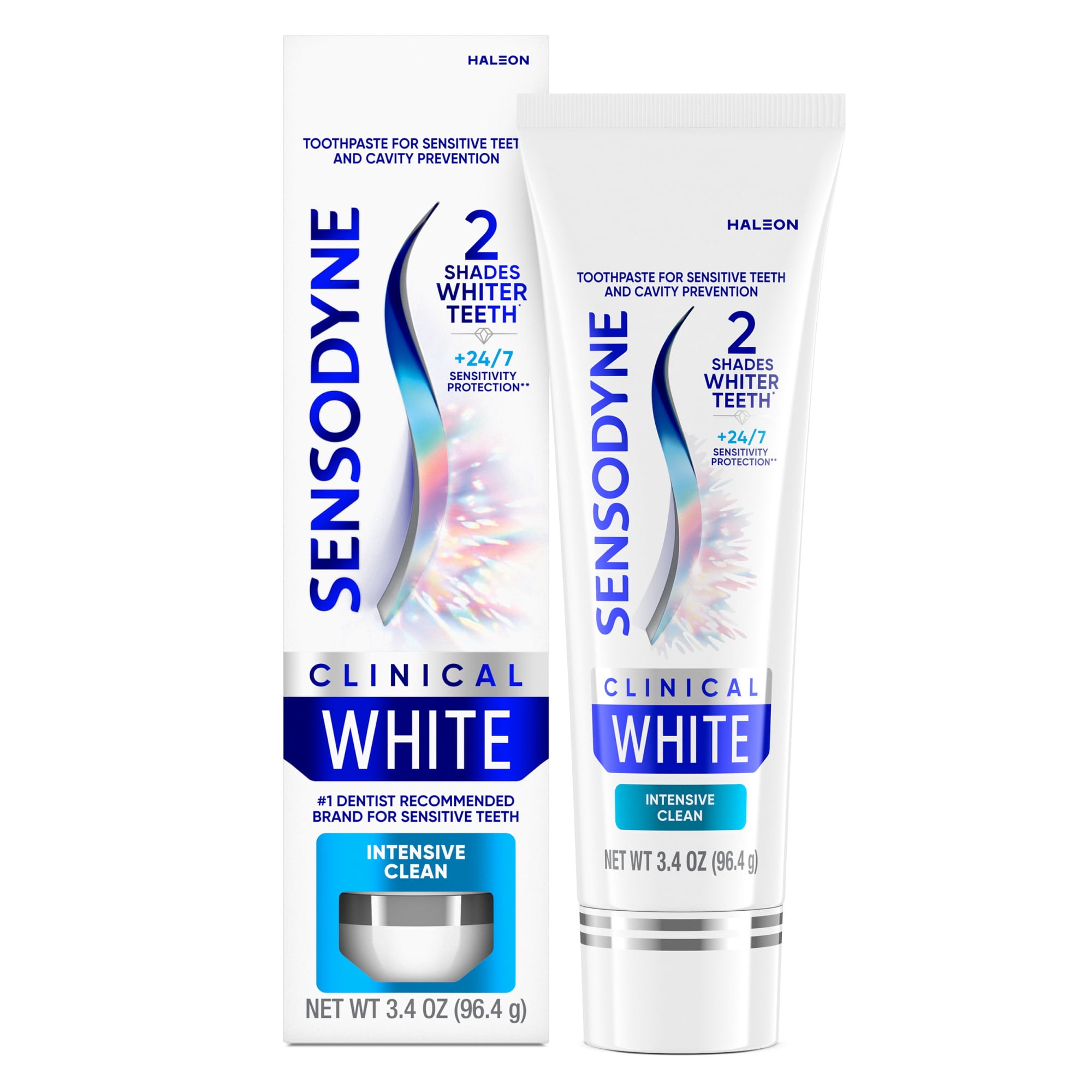 (12 pack) Sensodyne Clinical White Toothpaste Clinically Proven Whitening for Sensitive Teeth, Intensive Clean, 3.4 Oz