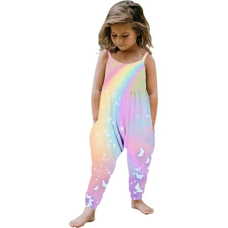 YABCSAZ Baby Girl Outfits Sling Sleeveless Backless Romper Solid Color Summer Jumpsuit Casual Cotton Cute Bodysuit with Pocket Size 1-2 Years