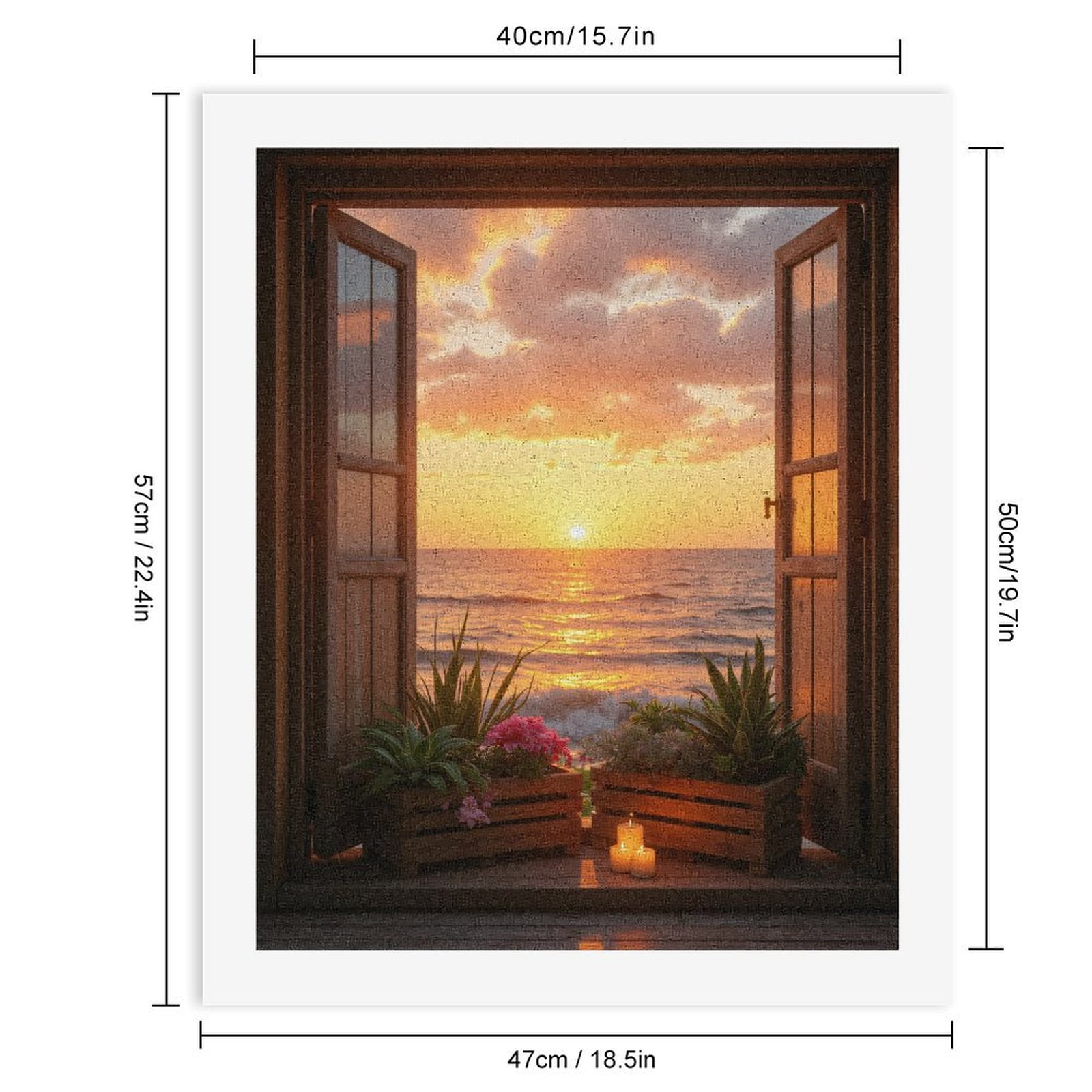 Paint By Numbers Kit for Adults Beginner - DIY Sunset Ocean Open Door Candles Canvas Painting Kits for Adults, Frameless Paint By Number for Adults for Home Wall Decor 16x20 Inch