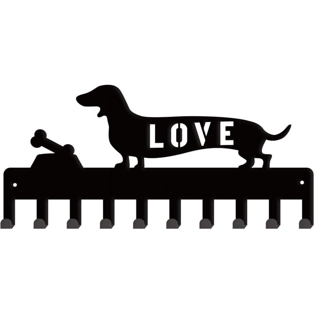 Llavero de metal para perro salchicha, decorativo, con 10 ganchos, organizador de llaves para pared, para entrada, cinturón, paraguas, colgador de llaves personalizado, colgador de correa para perro.