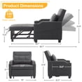 thumbnail image 2 of Ktaxon Sleeper Sofa Bed Convertible Chair Tech Fabric 3-in-1 Futon Sofa with Lumbar Pillow for Living Room Bedroom Office Apartment Furniture Black, 2 of 9