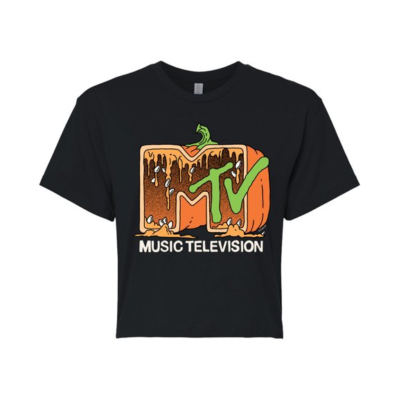 Mtv - Pumpkin - Juniors Cropped Graphic T-Shirt