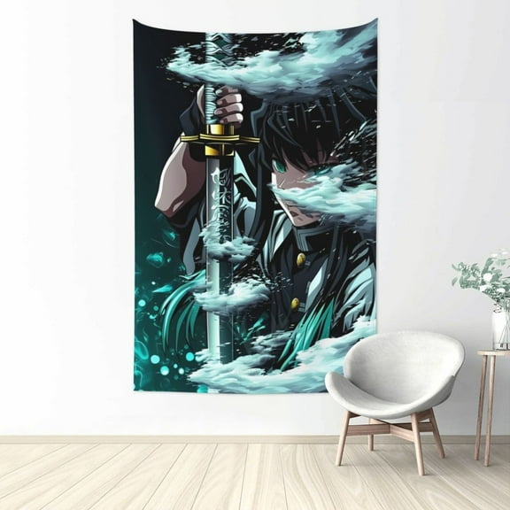 Demon Slayer Muichiro Tokito Tapestry Wall Hanging Home Decoration Wall Blanket Dormitory Living Room Bedroom Backdrop Poster( 60x40inch)