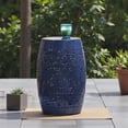 thumbnail image 3 of Tcbosik Outdoor Iron Side Table, Barrel Shape End Table, 12" Accent Table for Patio, Deck, Porch, Navy, 3 of 7