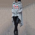 thumbnail image 2 of IROINNID Women's Long Sleeve Hoodie Thigh-Length Print Leisure Plus Size Medium And Long Tops Sweatshirts Pullover, Gray, 2 of 8