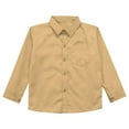 thumbnail image 4 of LiiYii Kids Boys Long Sleeve Button Down Dress Shirt Formal Uniform Turn Down Collar Tops Solid Color Blouse Khaki 7-8, 4 of 6