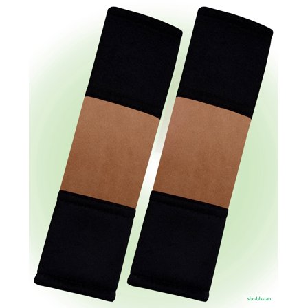 Designcovers set(2 pcs) Black-Tan Universal Velour Car Safety Seat Belt Strap Cover Shoulder Pad