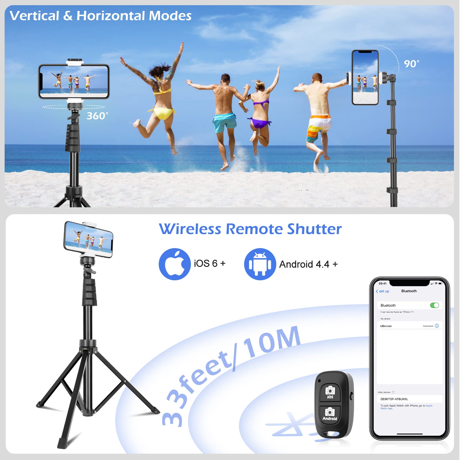 Perche à Selfie Magnétique Avec Trépied Et Télécommande - Extensible Jusqu'à 44 Cm, Portable, Pour Vlog, Voyage, Sport, Photos Groupe