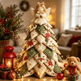 thumbnail image 2 of Christmas Patchwork Fabric Tree DIY Quilted Kit, Reindeer Topper Craft, Holiday Tabletop Decoration for Mantel Shelf and Entryway,F, 2 of 9
