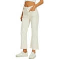 thumbnail image 2 of Women's flared cropped pants, jeans, mid waist cut, elastic ankle length, slim fit with pockets, 2 of 5