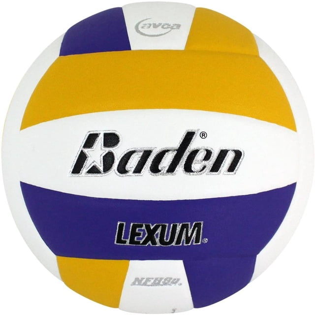 Baden LEXUM Indoor Microfiber Volleyball - Official NFHS Approved Game Ball, Purple/Yellow/White