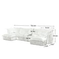 thumbnail image 2 of Cloud Couch Sectional U-Shape 4 Seater Sofa, Corduroy Living Room Couch with Wide Deep Seats & French Edges, Modular Sofa with Big Pillows, Slipcovered Black, 2 of 15