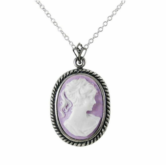 Sterling Silver Royal Rope Resin Cameo Necklace, Lavender