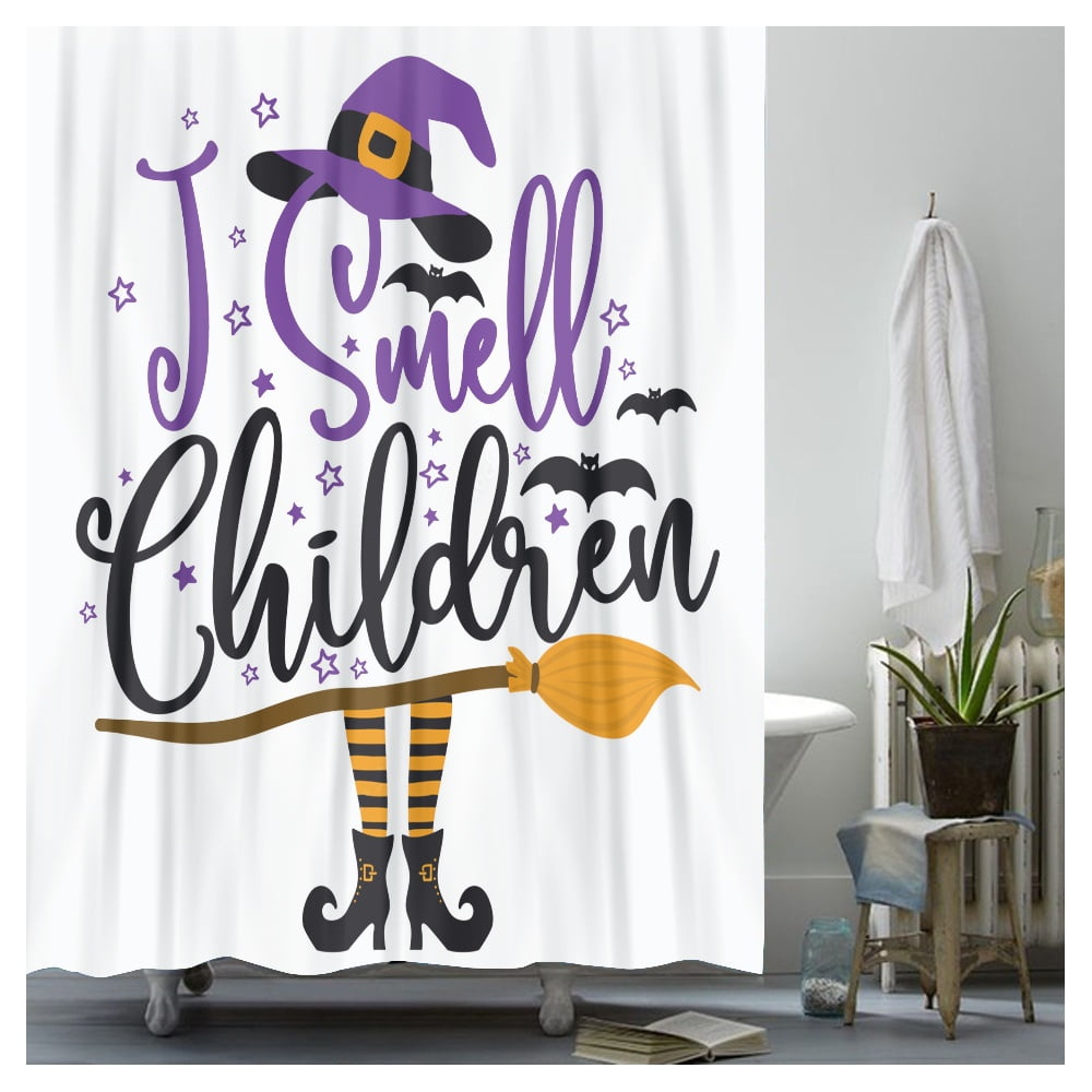 FUNIER Shower Curtain Set Halloween Hocus Pocus I Smell Children