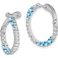 thumbnail image 2 of 14K White Gold Blue Topaz Oval Hoop Earrings (Width 2.4) (Length 20.3) - Jbsp, 2 of 5