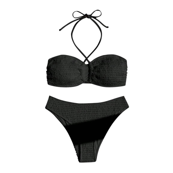 Bixock Swimsuit for Women,Bikinis Sets for Women,Women's Swimsuit Solid Color with Padded Bra Backless Bottom 2 Piece Bikini Set Swimsuit