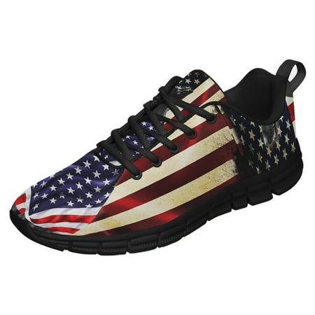

Black German Shepherd American Flag Patriot Running Shoes Sneakers Mesh Black Size 11.5