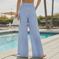 thumbnail image 7 of ClodeEU Women's Striped Drawstring Wide Leg Pants,Casual Loose Trousers with Pockets Blue,Women's Plus L, 7 of 7