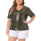 thumbnail image 1 of Blusas de fiesta con lentejuelas para mujeres Agnes Orinda de talla grande, con cuello en V y mangas cortas, 2X dorado, 1 of 6