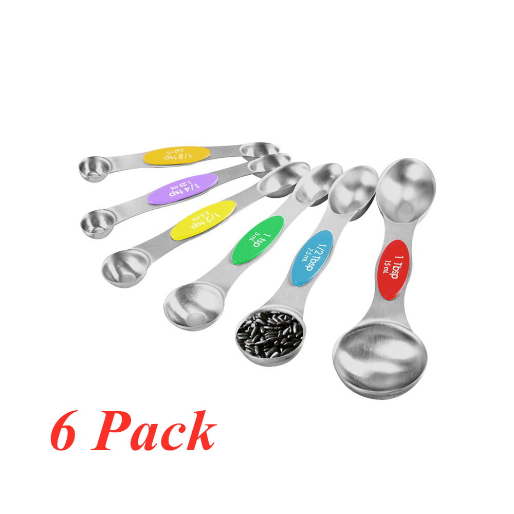 6 Pack Natural Plastic Measuring Scoop Double Ended Teaspoon & Tablespoon 