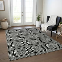 Addison Rugs Chantille Indoor/Outdoor Transitional Geometric Black Washable Rectangle Rug, 10' x 14'