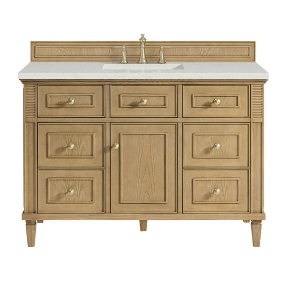 James Martin Vanities 48" Single Vanity, Bright White w/ 3 CM Eternal Marfil Quartz Top