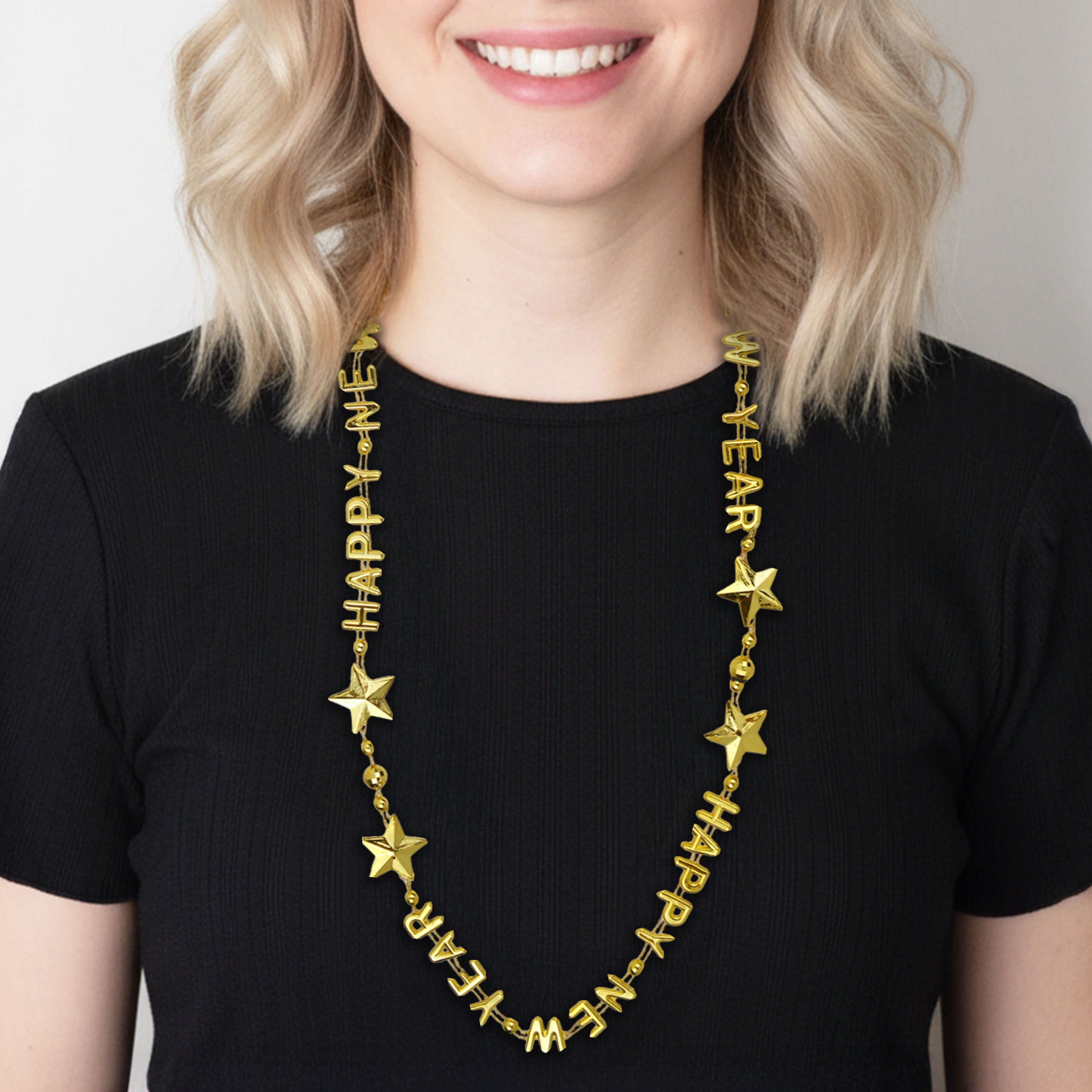 Colliers de perles dorées du Nouvel An, ensemble de 2, décorations festives, une façon originale de célébrer avec style, pour adultes