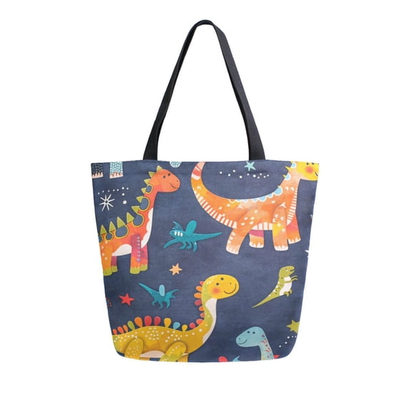 Large Canvas Bag 13.5x5.1x15 Inch Canvas Bag Shopping Canvas Bag Suitable For Outing Shopping Travel Out Of Large Capacity Storage Orange Dinosaur