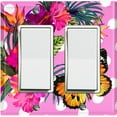 thumbnail image 1 of Metal Light Switch Plate Cover Hibiscus Flower Butterfly Pink Polka Dots FLW035, 1 of 15