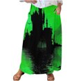 thumbnail image 2 of WFJCJPAF 2024 New Halloween Clearance! Long Skirt for Women Planets,Women's Printed Elastic Waistband Pleated Pocket Skirt With Mid Calf Skirt - Green S, 2 of 5