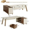 thumbnail image 3 of Tribesigns Large L-Shaped Desk, Modern Executive Office Desk with Drawers, 78.7 Inch Computer Desk with Cabinet for Home Office,White & Walnut, 3 of 5