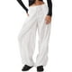 thumbnail image 2 of Txlixc Pantalones largos de pierna ancha para mujer, pantalones holgados de cintura baja con cordón de color sólido, parte inferior informal de estilo simple Txlixc Moda, 2 of 5