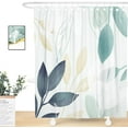 thumbnail image 2 of Mordern Art Blue Watercolor Leaves Fabric Shower Curtain, Blue and Green Plants Décor Bathroom Decoration Curtain. 72" x 72", Light Green Background, 2 of 4