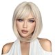 thumbnail image 1 of EMMOR Peluca blanca con flequillo Pelucas cortas rubias Bob para mujeres Pelucas de fibra sintética resistentes al calor Champaign cremoso Blanco Aspecto natural, 1 of 5